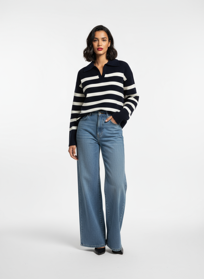 jean bleu modele Pivoine