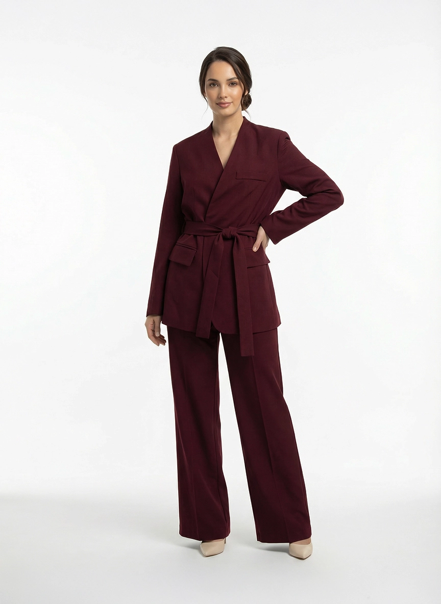 Tailleur pantalon bordeaux modele Calendula